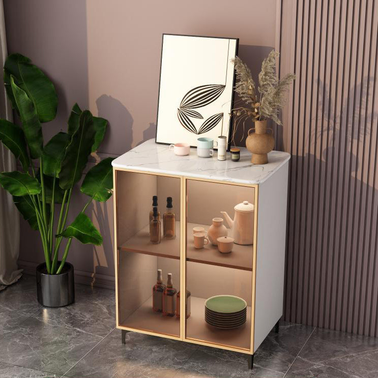 Glam Style Stone Buffet Sideboard 31.5"H Dining Room 2-Door Buffet Server