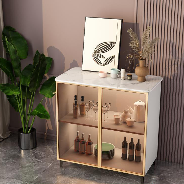 Glam Style Stone Buffet Sideboard 31.5"H Dining Room 2-Door Buffet Server