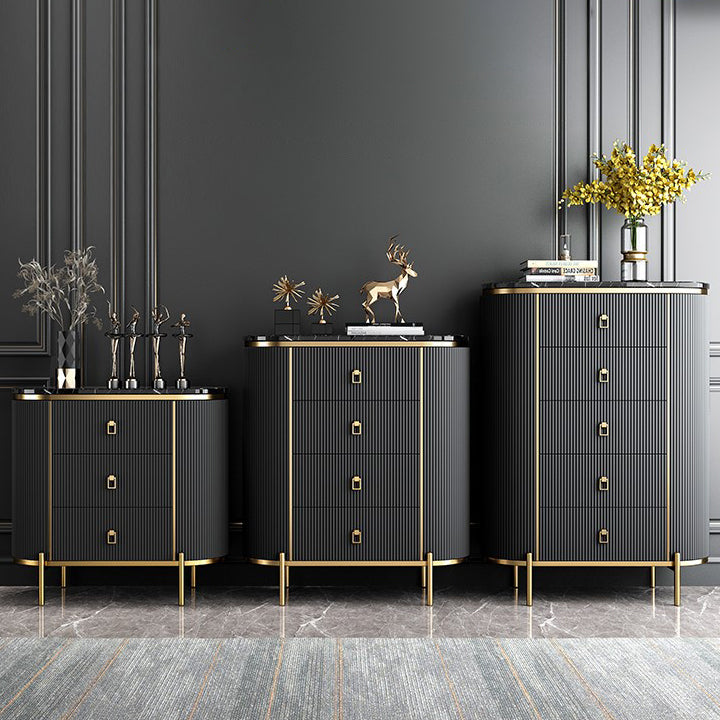 Modern Living Room Buffet Stand Stone and Engineered Wood Buffet