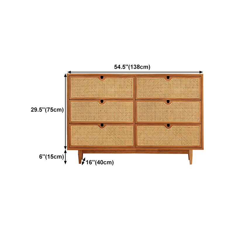 Pine Solid Wood Buffet Modern Natural Living Room Dining Buffet with Drawers
