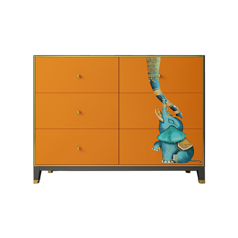 6-Drawer Engineered Wood Sideboard 47.5"L Modern Orange Buffet for Dining Room
