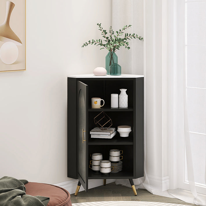 Modern Iron Stone Buffet Sideboard 40"H Dining Room Buffet Server with Glass Door