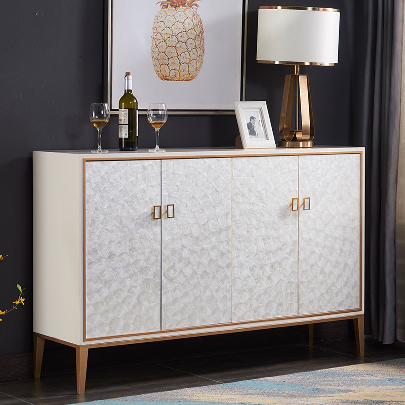 Modern Living Room Buffet Wood and Metal Sideboard Buffet in White