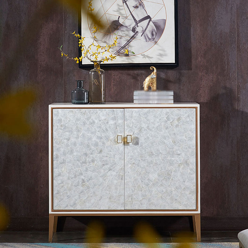 Modern Living Room Buffet Wood and Metal Sideboard Buffet in White