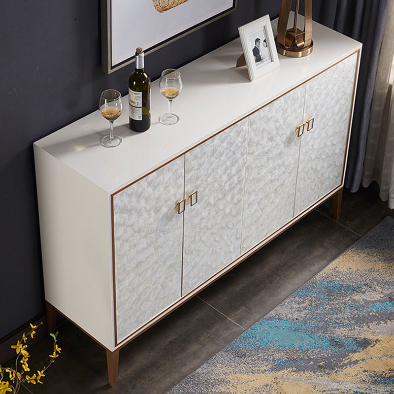 Modern Living Room Buffet Wood and Metal Sideboard Buffet in White