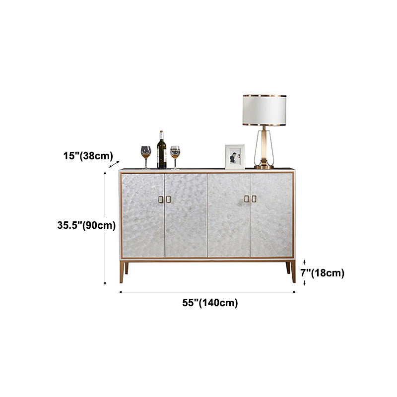 Modern Living Room Buffet Wood and Metal Sideboard Buffet in White