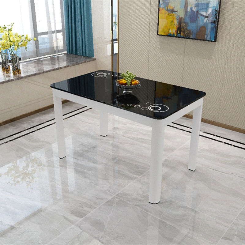 Modern Glass Table Rectangle White Base Dining Table for Kitchen