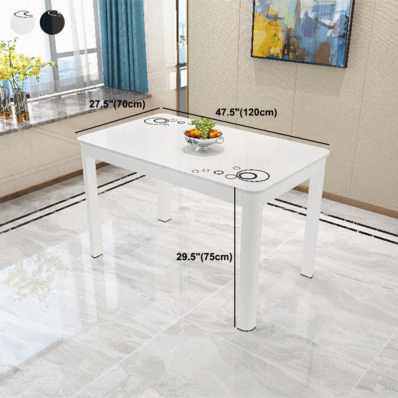 Modern Glass Table Rectangle White Base Dining Table for Kitchen