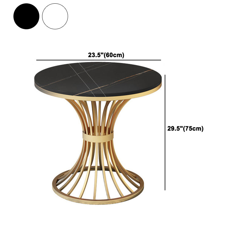 Metal Traditional Luxury Round Table Sintered Stone Table with Pedestal