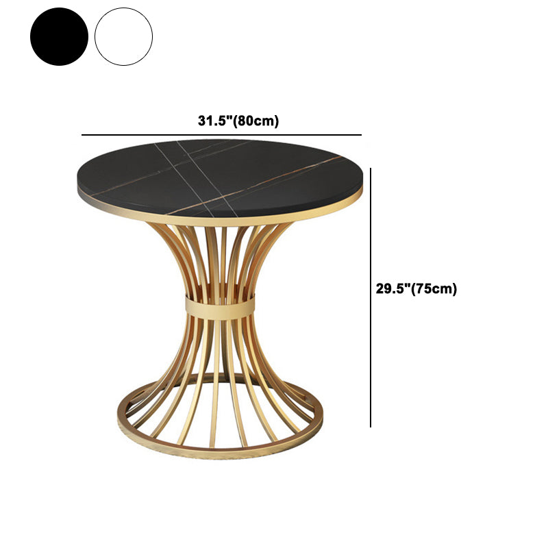 Metal Traditional Luxury Round Table Sintered Stone Table with Pedestal