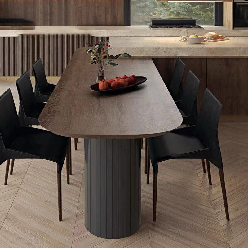 Oval Solid Wood Dining Table Modern Furniture with Double Pedestal for Kitchen