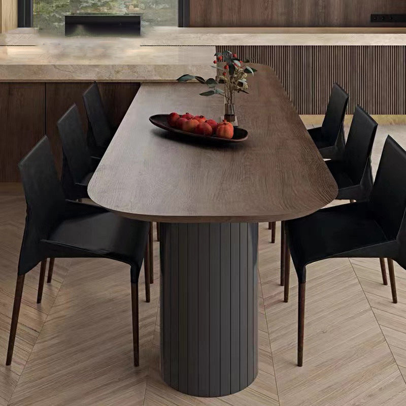 Oval Solid Wood Dining Table Modern Furniture with Double Pedestal for Kitchen