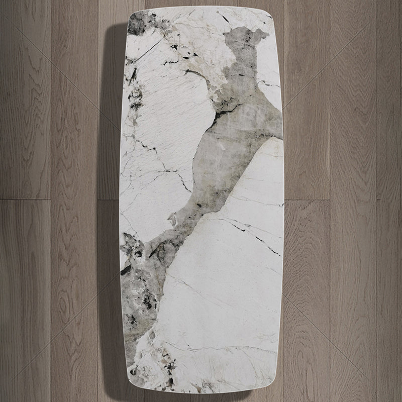 Metal Contemporary Rectangular Table Sintered Stone Top Table for Dining Room and Kitchen