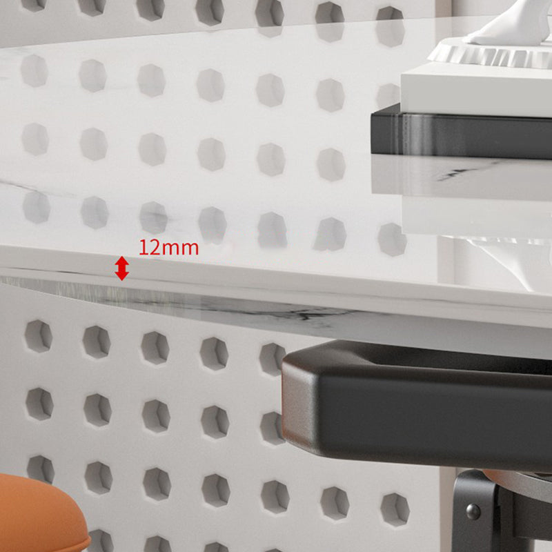 Round Dining Table with Leaf Extension Modern Stone White Top Pedestal Table