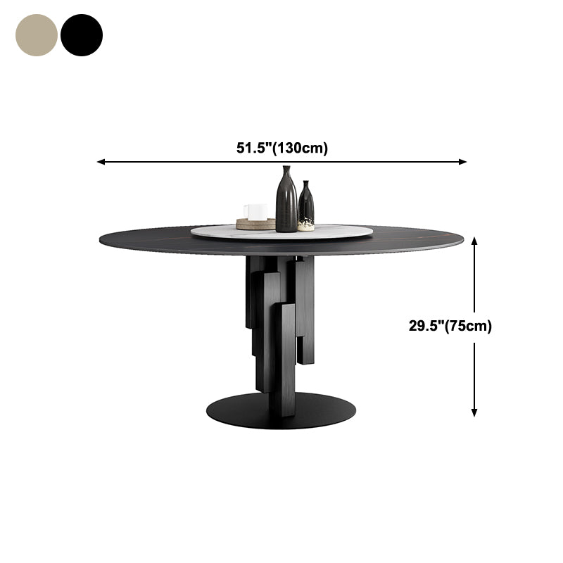 Contemporary Round Dining Table Sintered Stone Top Pedestal Table