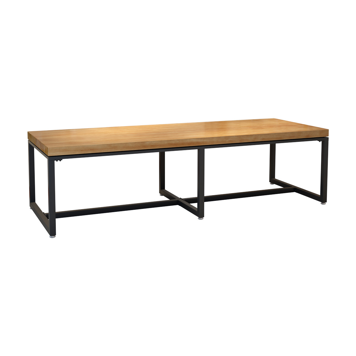 Rectangle Dining Table Industrial Solid Wood Dining Table with Metal Base