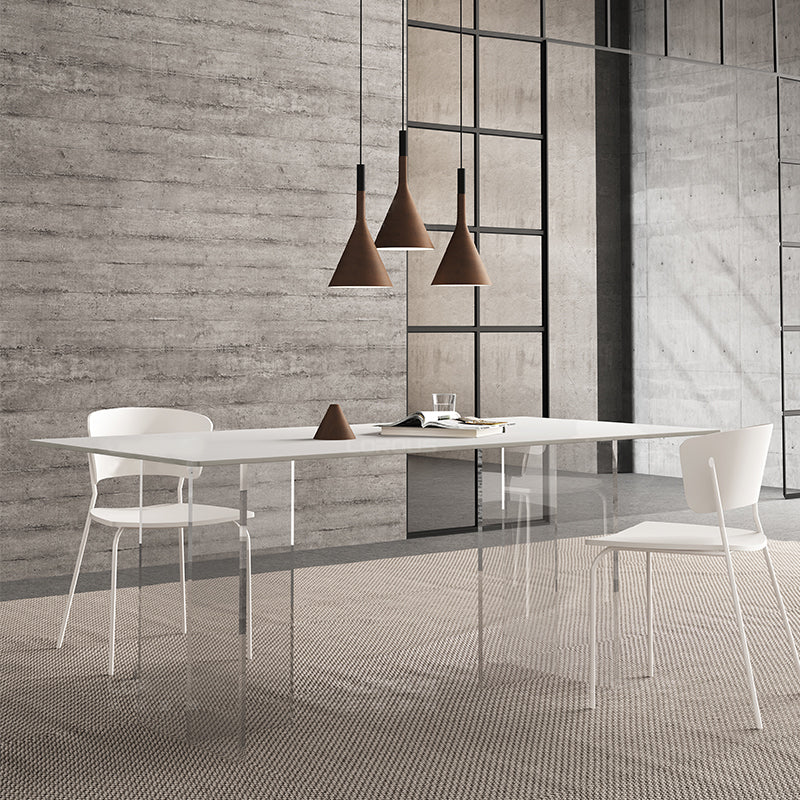 Modern White Stone Top Table Rectangle Dining Table for Kitchen Use