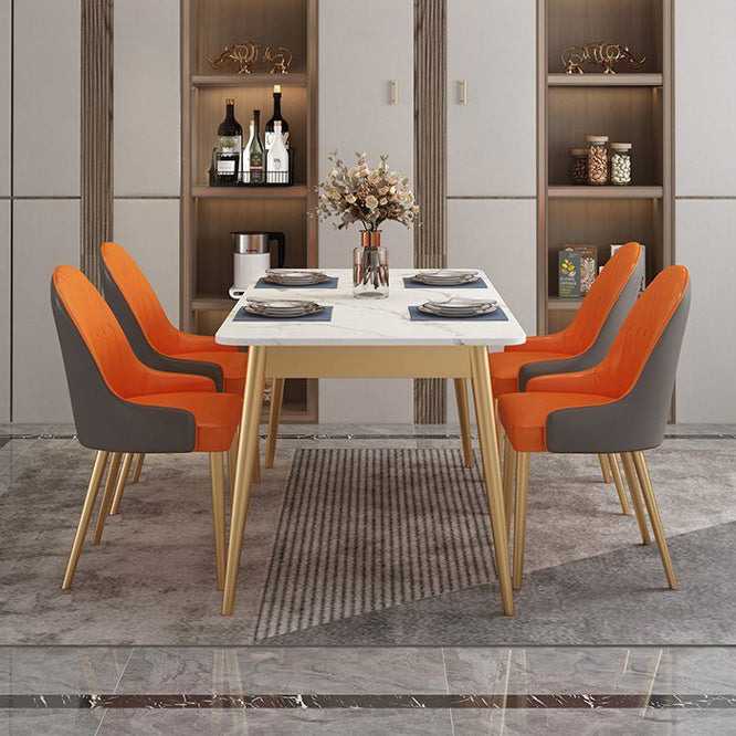 Traditional Luxury Dining Table White Top Rectangle 4 Legs Table for Home