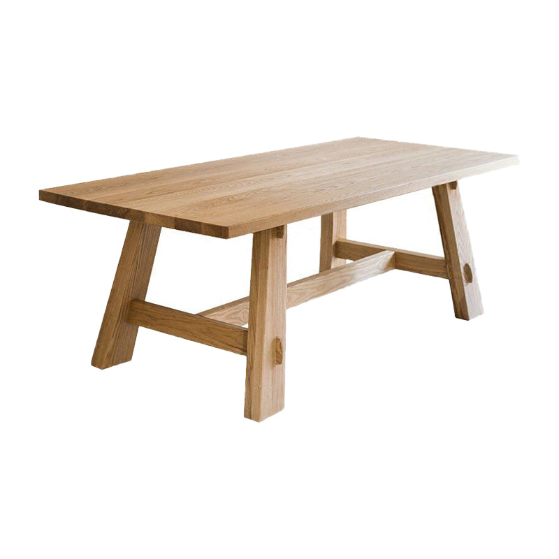 Natural Pine Solid Wood Table Modern Rectangle Trestle Base Table