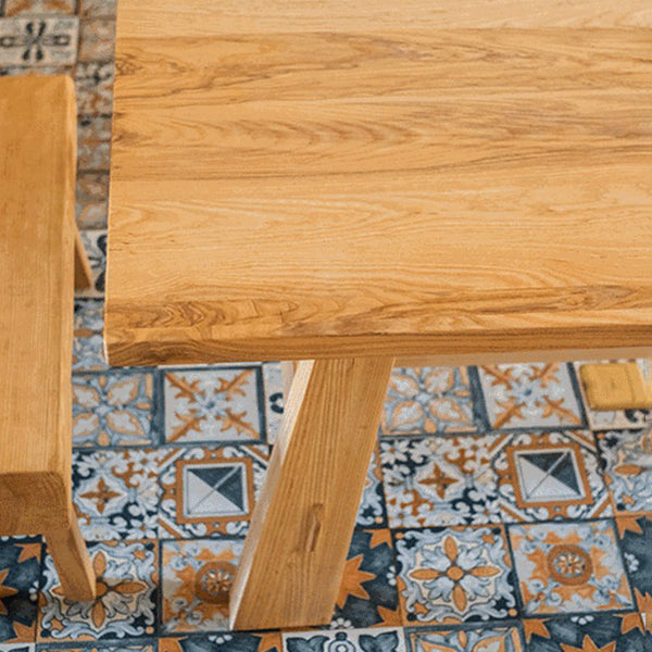 Natural Pine Solid Wood Table Modern Rectangle Trestle Base Table