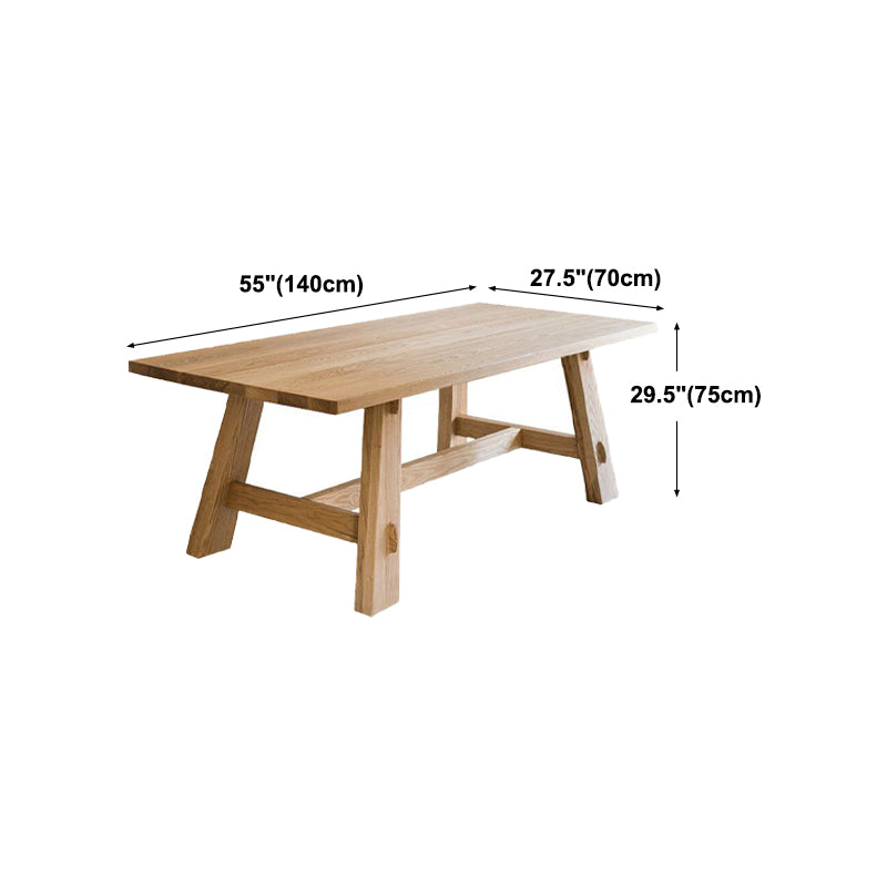 Natural Pine Solid Wood Table Modern Rectangle Trestle Base Table