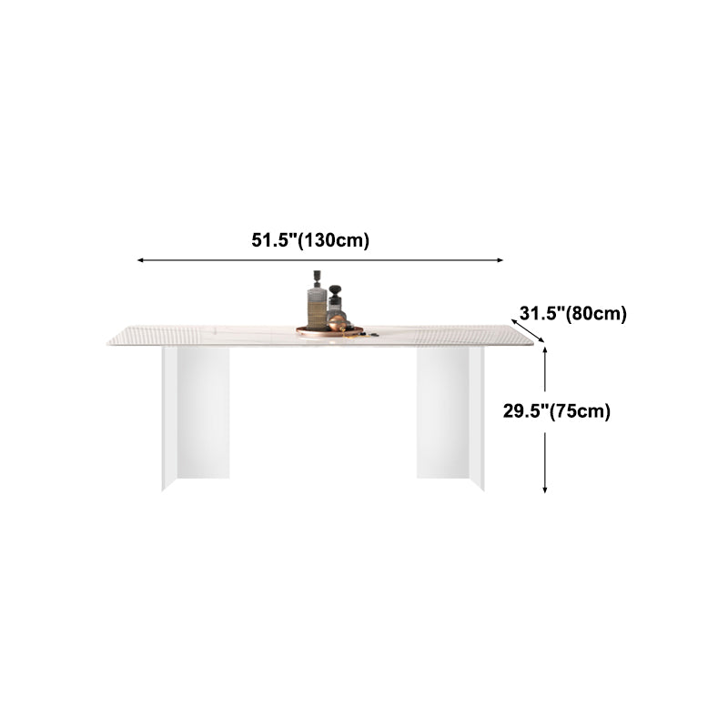 Modern White Stone Table Rectangle Dining Room Table for Kitchen