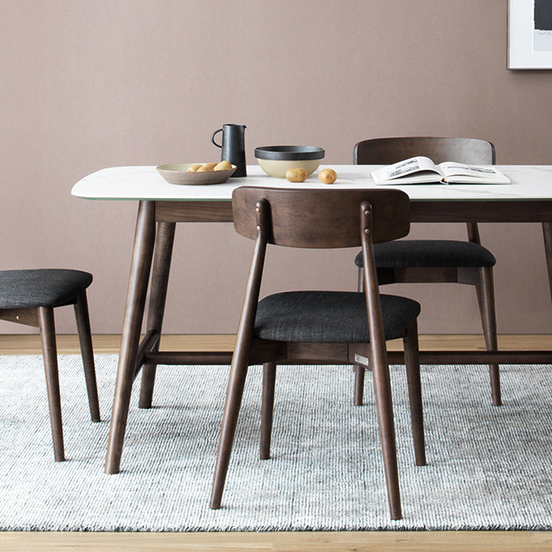 White Top Rectangle Dinner Table Mid-century Modern Style Trestle Base Table