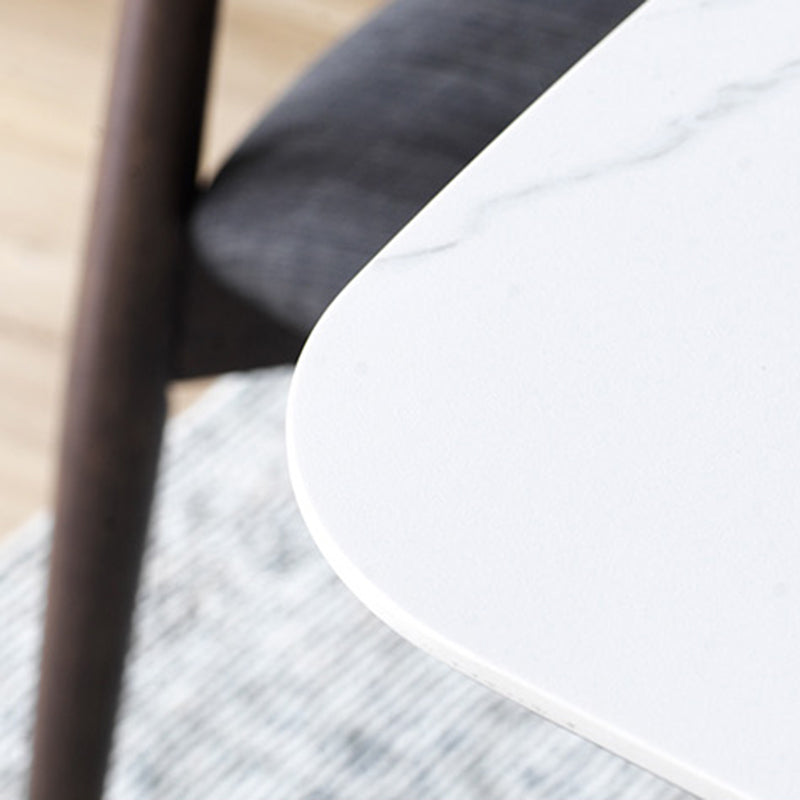 White Top Rectangle Dinner Table Mid-century Modern Style Trestle Base Table