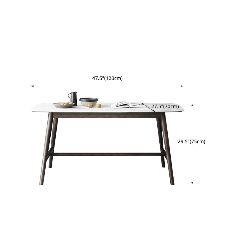White Top Rectangle Dinner Table Mid-century Modern Style Trestle Base Table