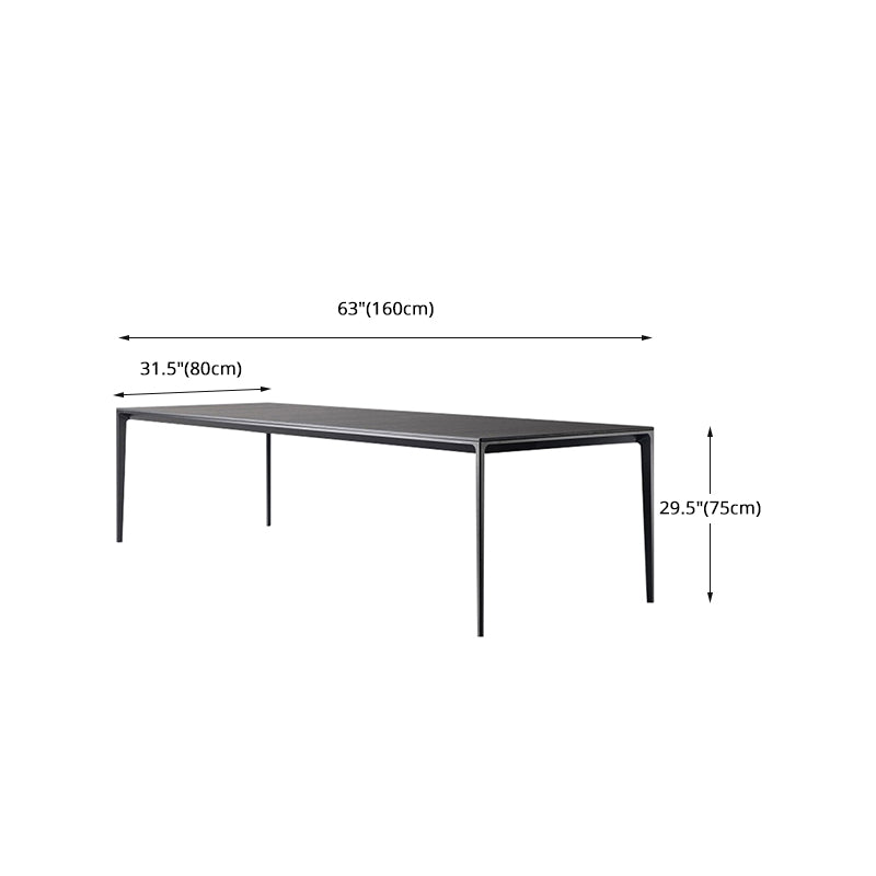 Industrial 4 Legs Dining Table Black Stone and Metal Dining Site Table