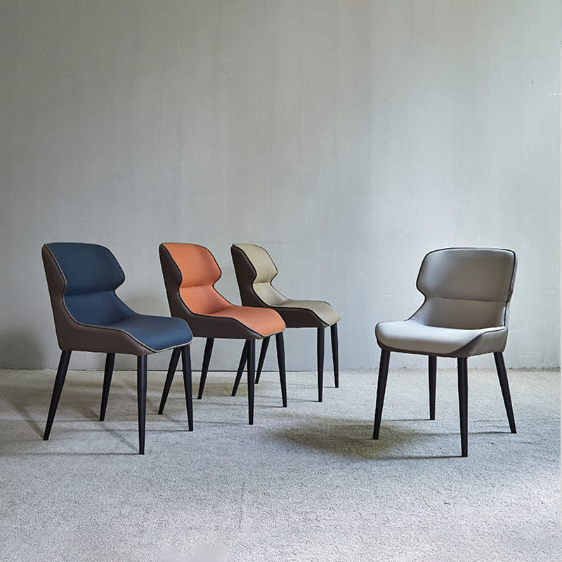 Industrial Wingback Parsons Chair for Home Faux Leather Side Chair