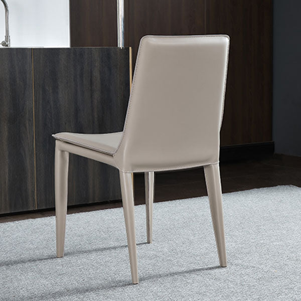 Leather Dining Side Chair Modern Design Armless Solid Back Chair