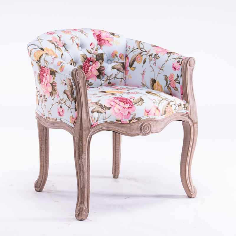 Farmhouse Fabric Home Arm Chair Matte Finish Solid Back Dining Chair
