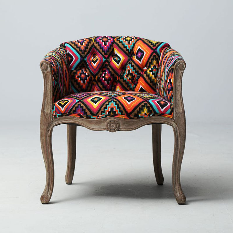 Farmhouse Fabric Home Arm Chair Matte Finish Solid Back Dining Chair