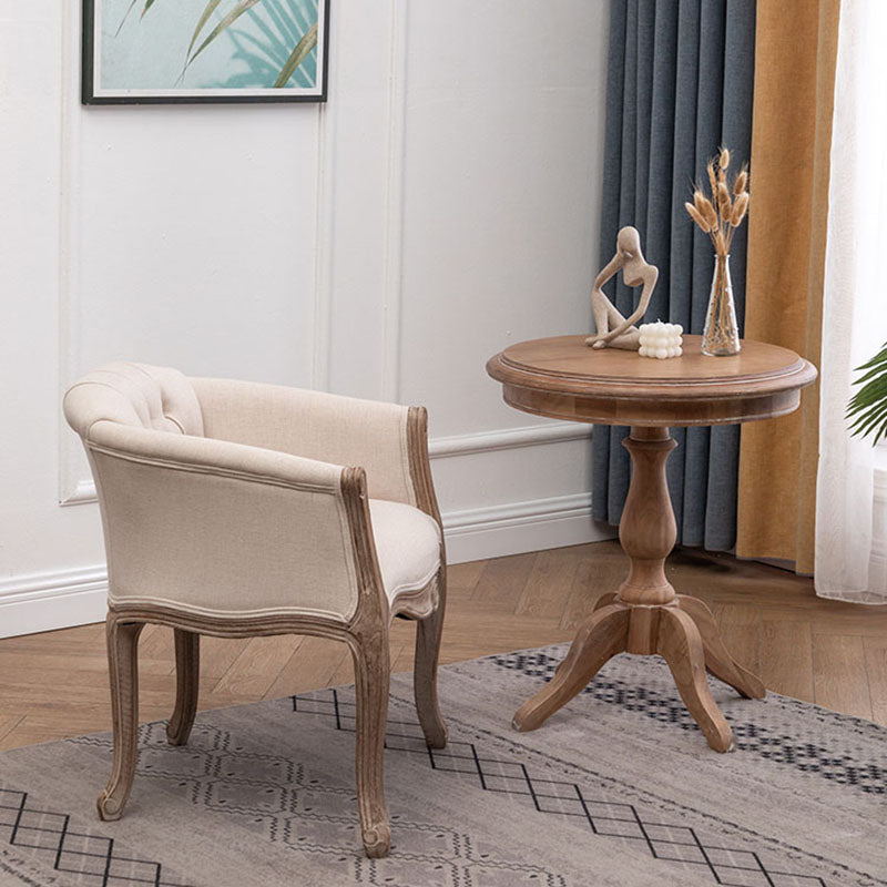 Farmhouse Fabric Home Arm Chair Matte Finish Solid Back Dining Chair