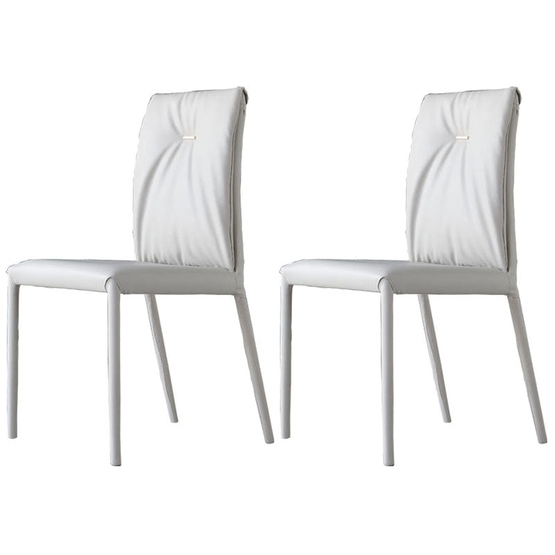 Contemporary Design Leather Dining Chairs Armless Solid Back Chair