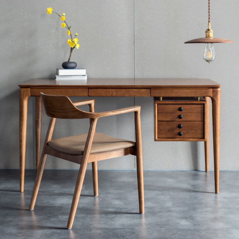 Arm Chair Traditional Style Dining Open Back Chair with Wooden Legs