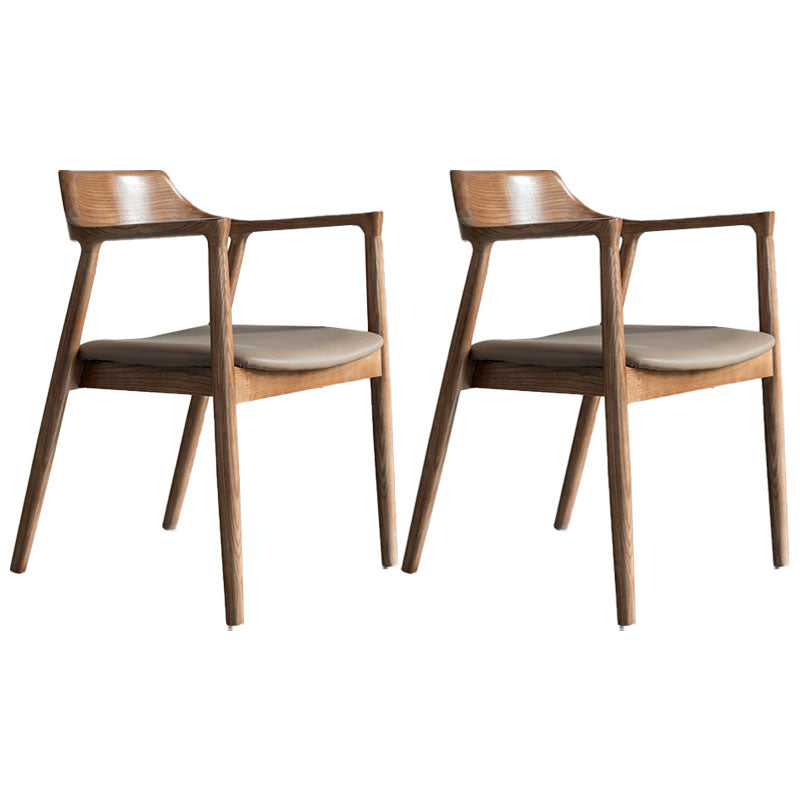 Arm Chair Traditional Style Dining Open Back Chair with Wooden Legs