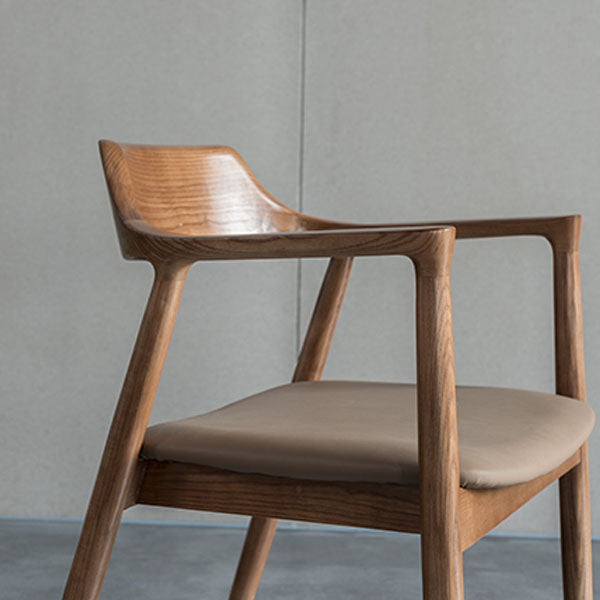 Arm Chair Traditional Style Dining Open Back Chair with Wooden Legs