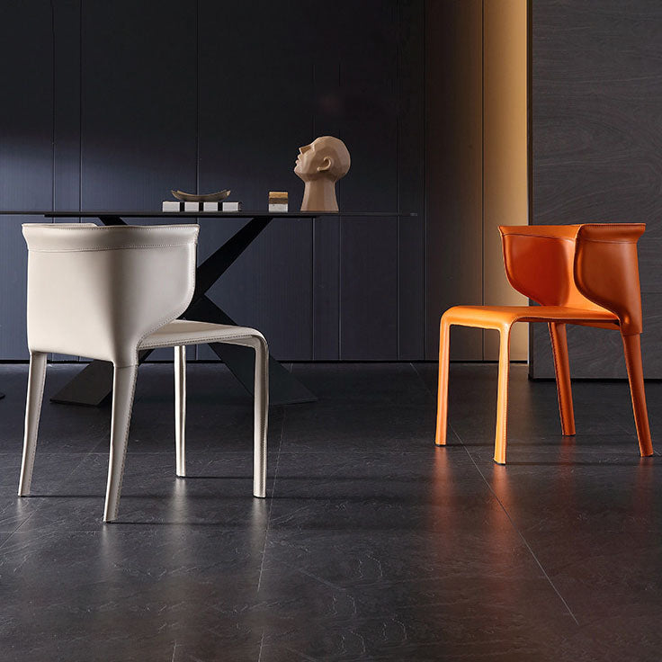Leather Dining Chair Minimalist Style Wingback Armless Dining Chair