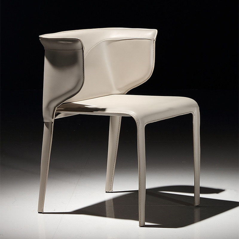Leather Dining Chair Minimalist Style Wingback Armless Dining Chair