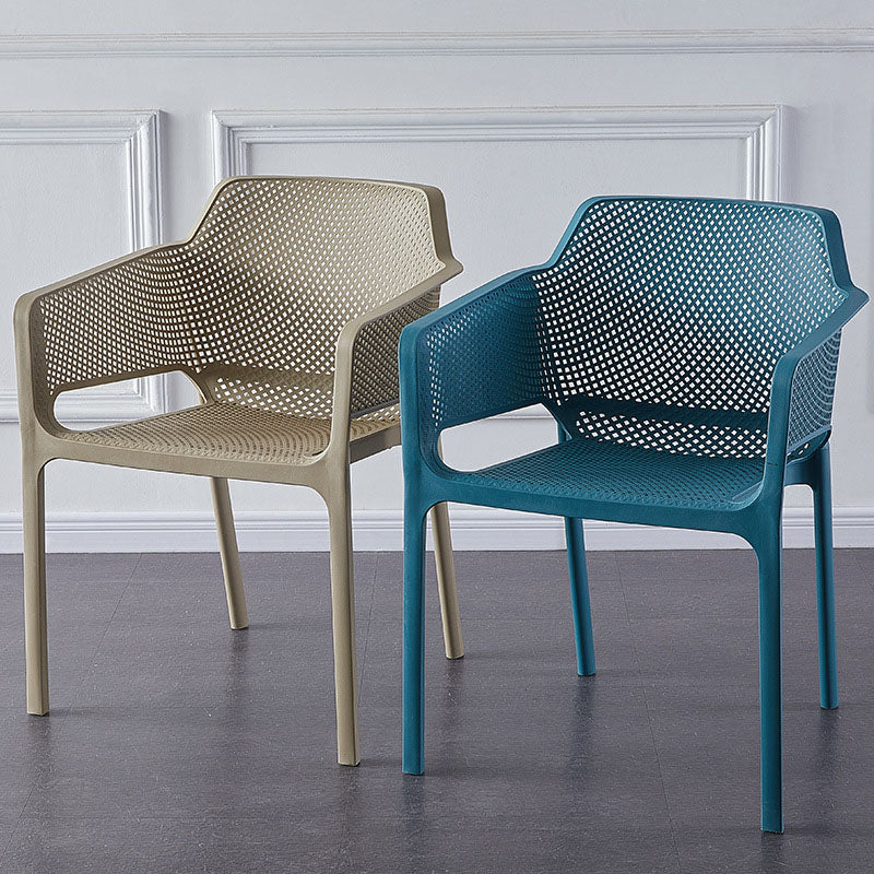 Contemporary Stackable Chair Dining Arm Chairs with Plastic Legs