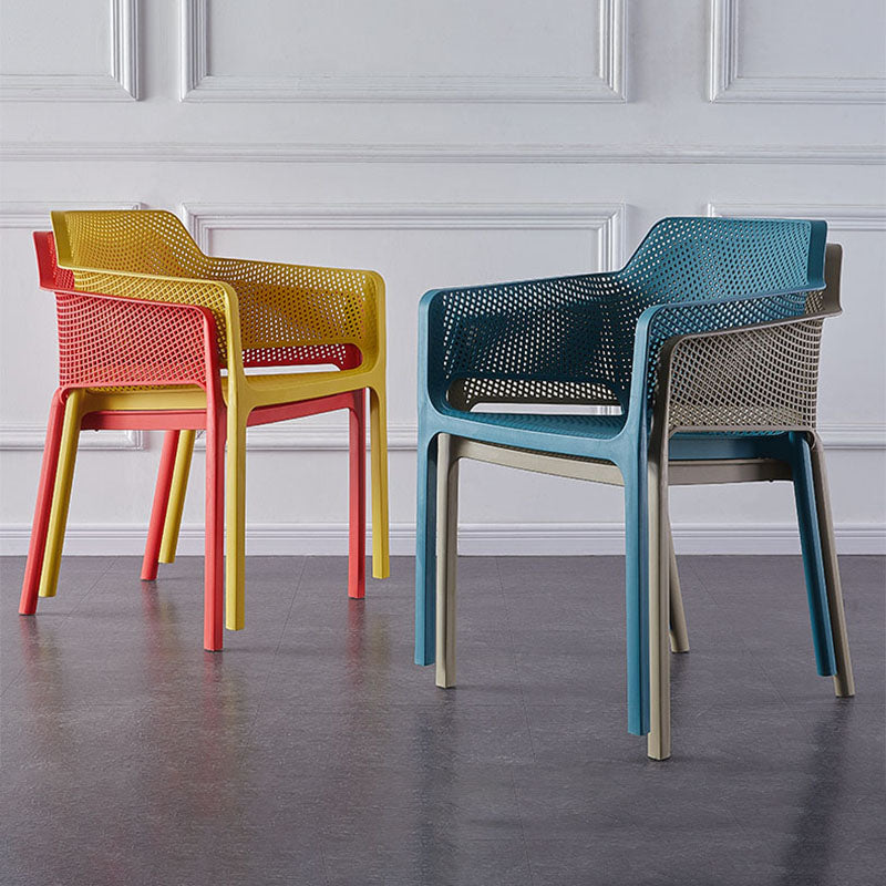 Contemporary Stackable Chair Dining Arm Chairs with Plastic Legs