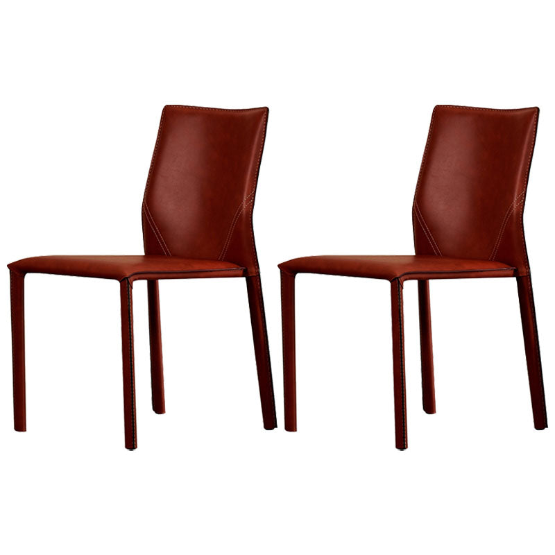 Contemporary Leather Dining Chair Armless Solid Back Chair for Home Use