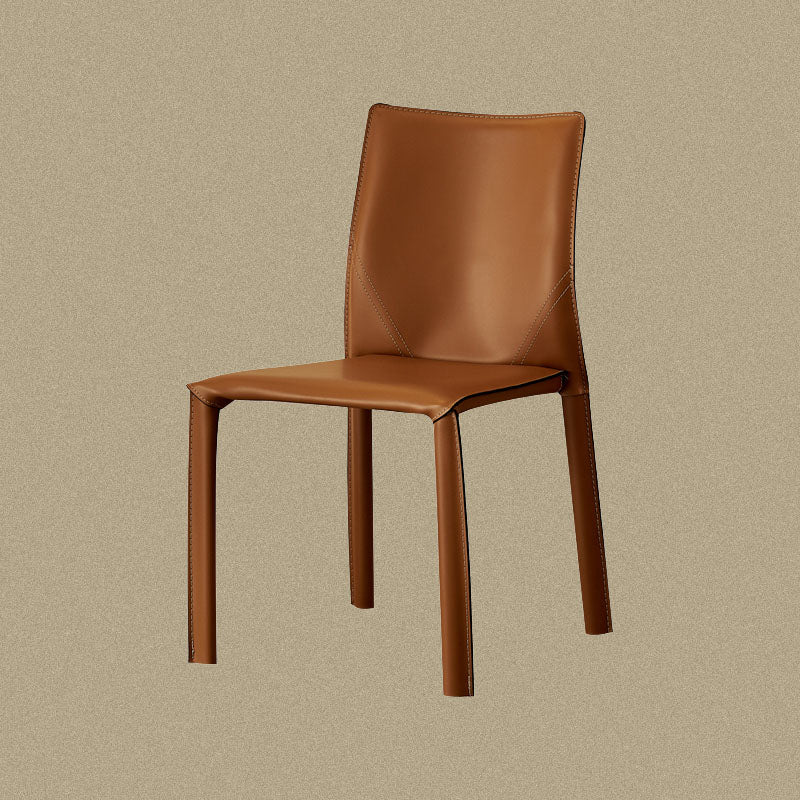 Contemporary Leather Dining Chair Armless Solid Back Chair for Home Use