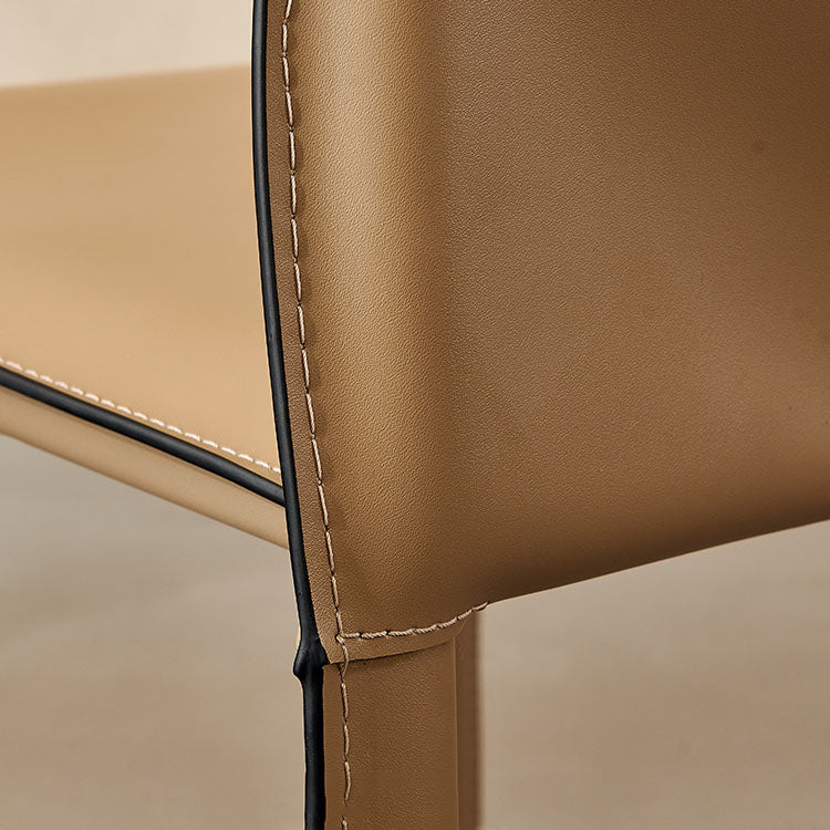 Contemporary Leather Dining Chair Armless Solid Back Chair for Home Use
