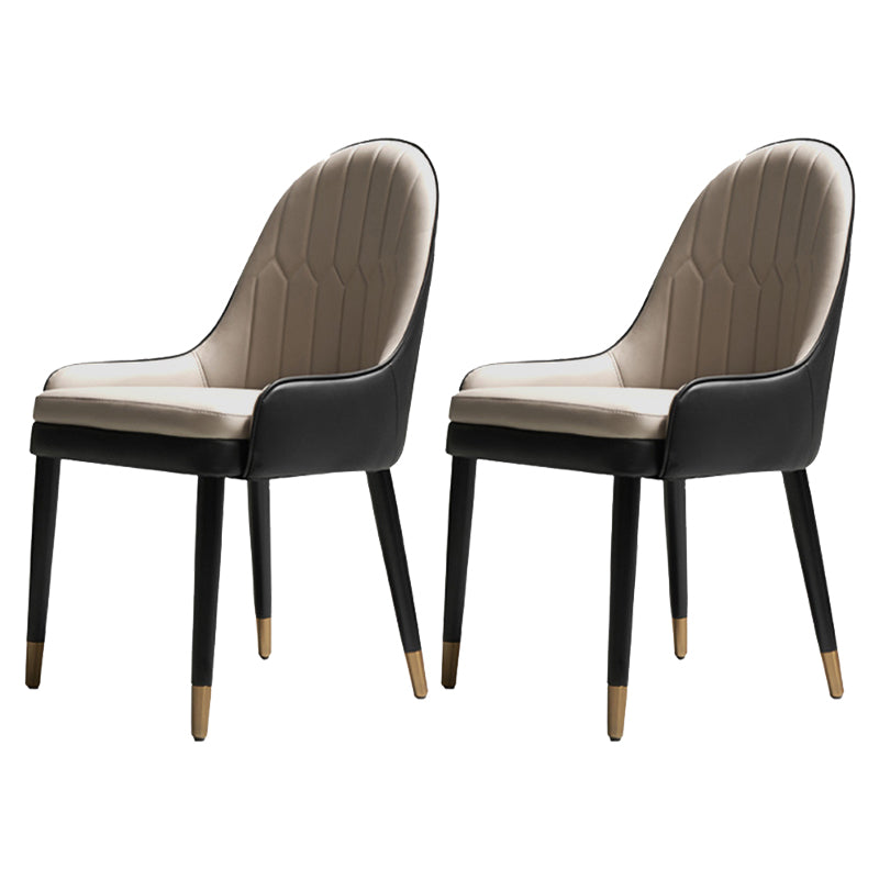 Leather Dining Chair Scandinavian Style Arm Solid Back Dining Side Chair for Home