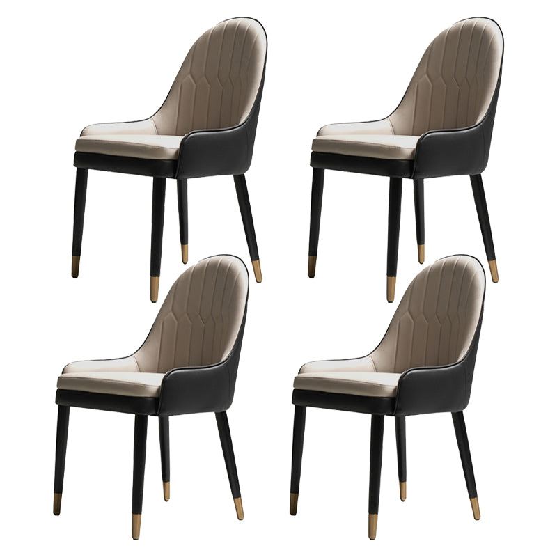 Leather Dining Chair Scandinavian Style Arm Solid Back Dining Side Chair for Home