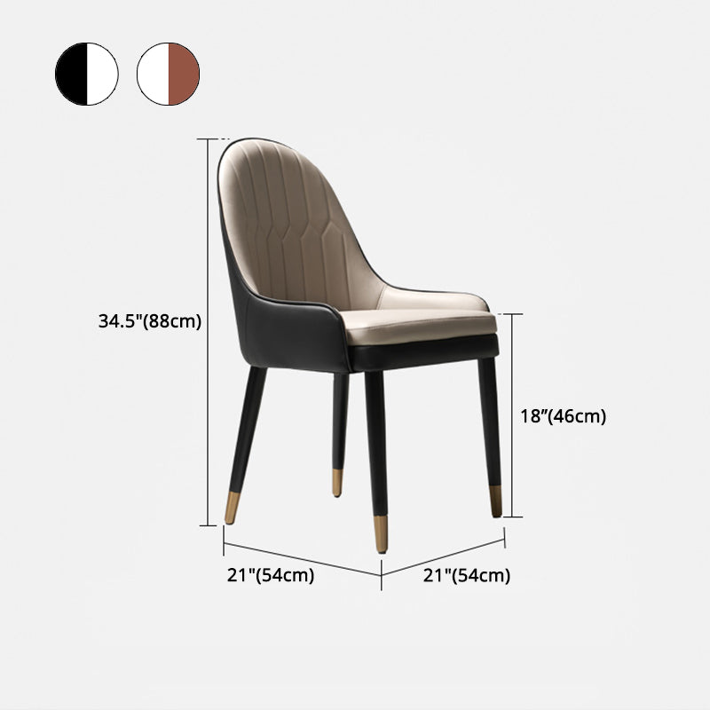 Leather Dining Chair Scandinavian Style Arm Solid Back Dining Side Chair for Home