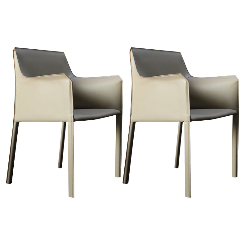 Leather Dining Chair Contemporary Arm Solid Back Side Chairs